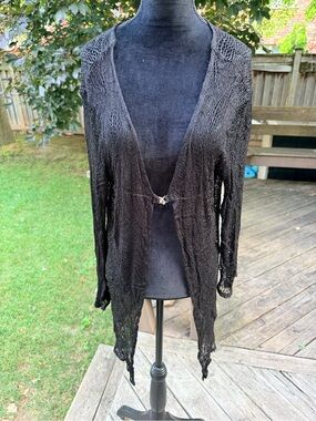 Y2K Vintage Black Crochet Beach Pool Cover Up Women’s Size Small/